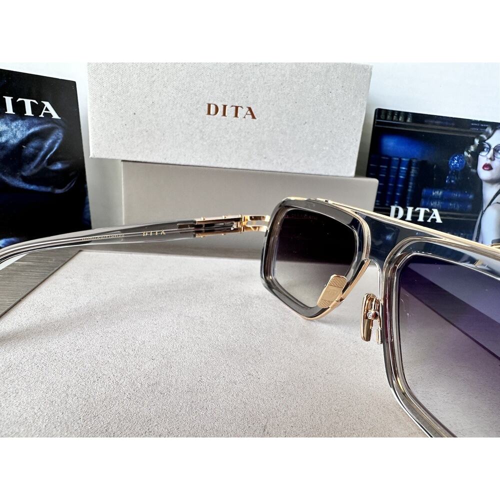 DITA Sunglasses LXN-EVO DTS403-A-02 Crystal Grey White Gold Blue Flash Mirror - Picture 8 of 11